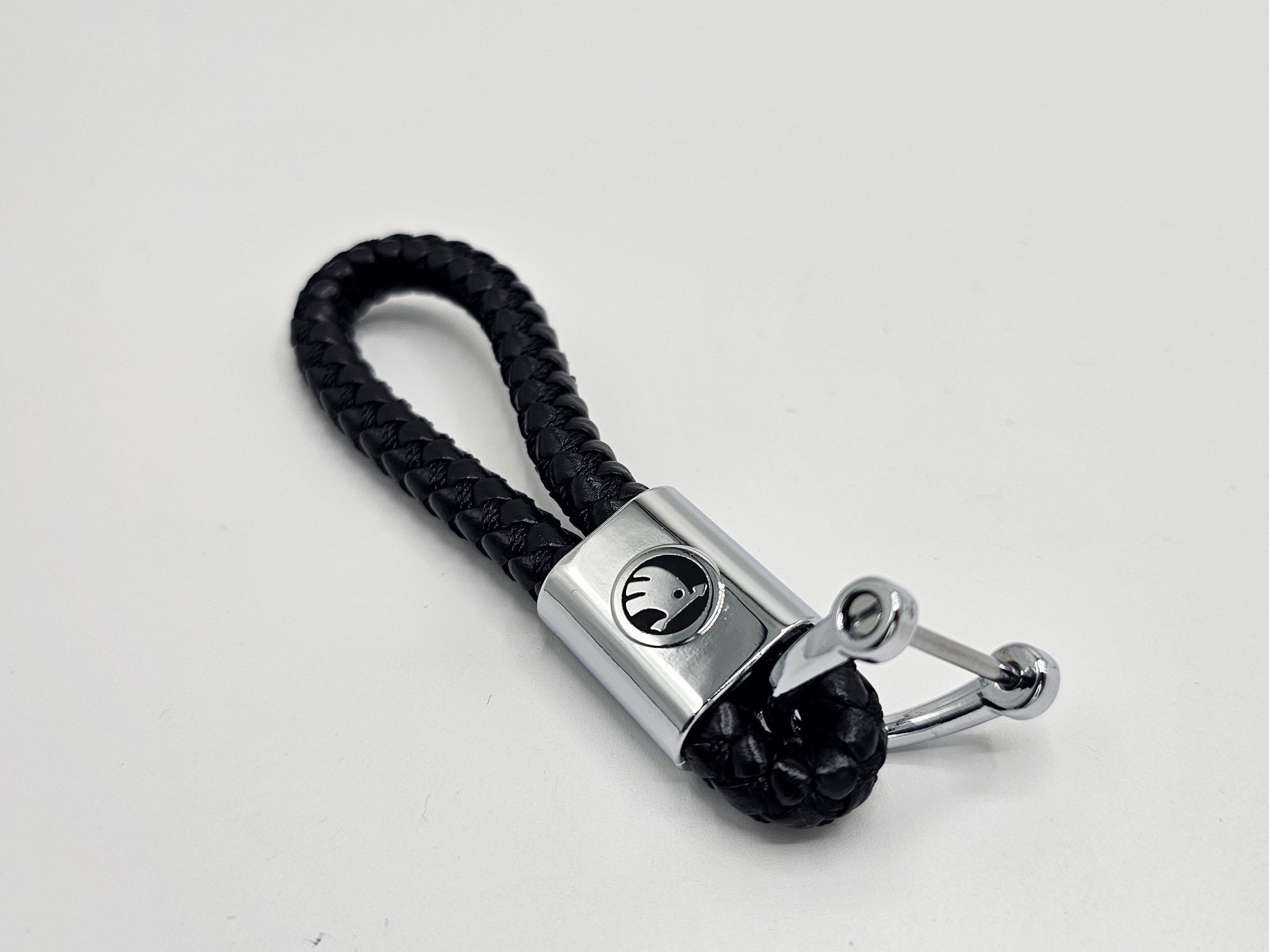 Skoda Logo Keyring - Braided Leather