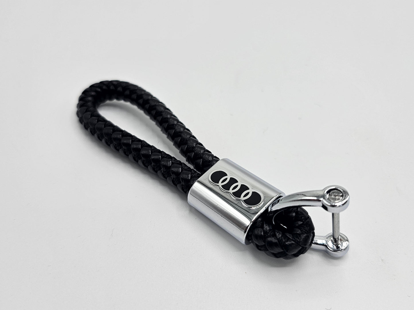 Audi Logo Keyring - Braided Leather