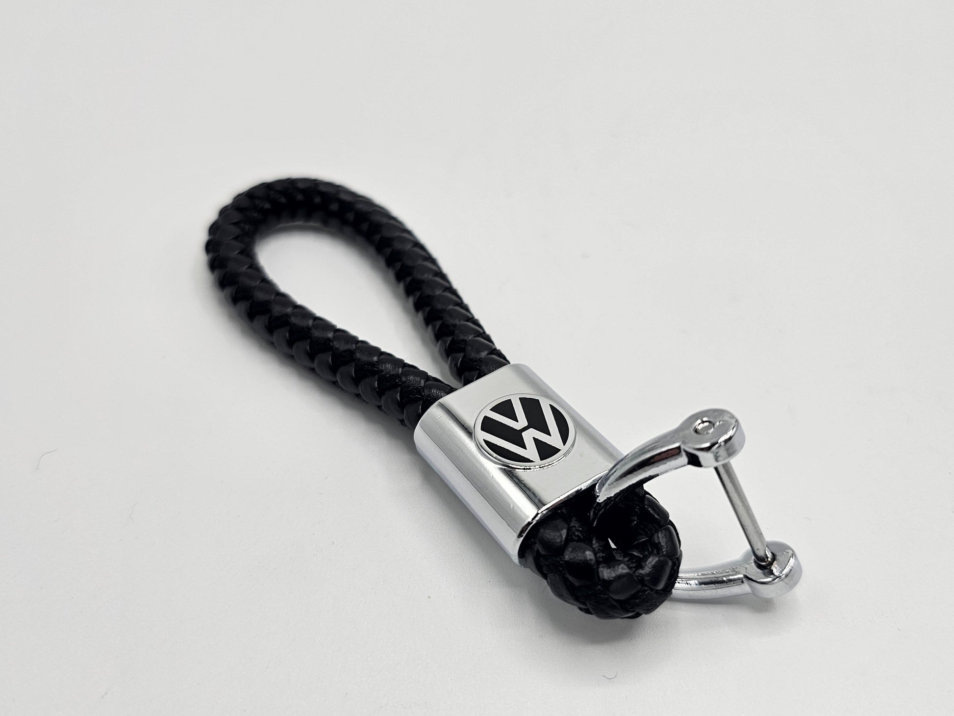 Volkswagen Logo Keyring - Braided Leather