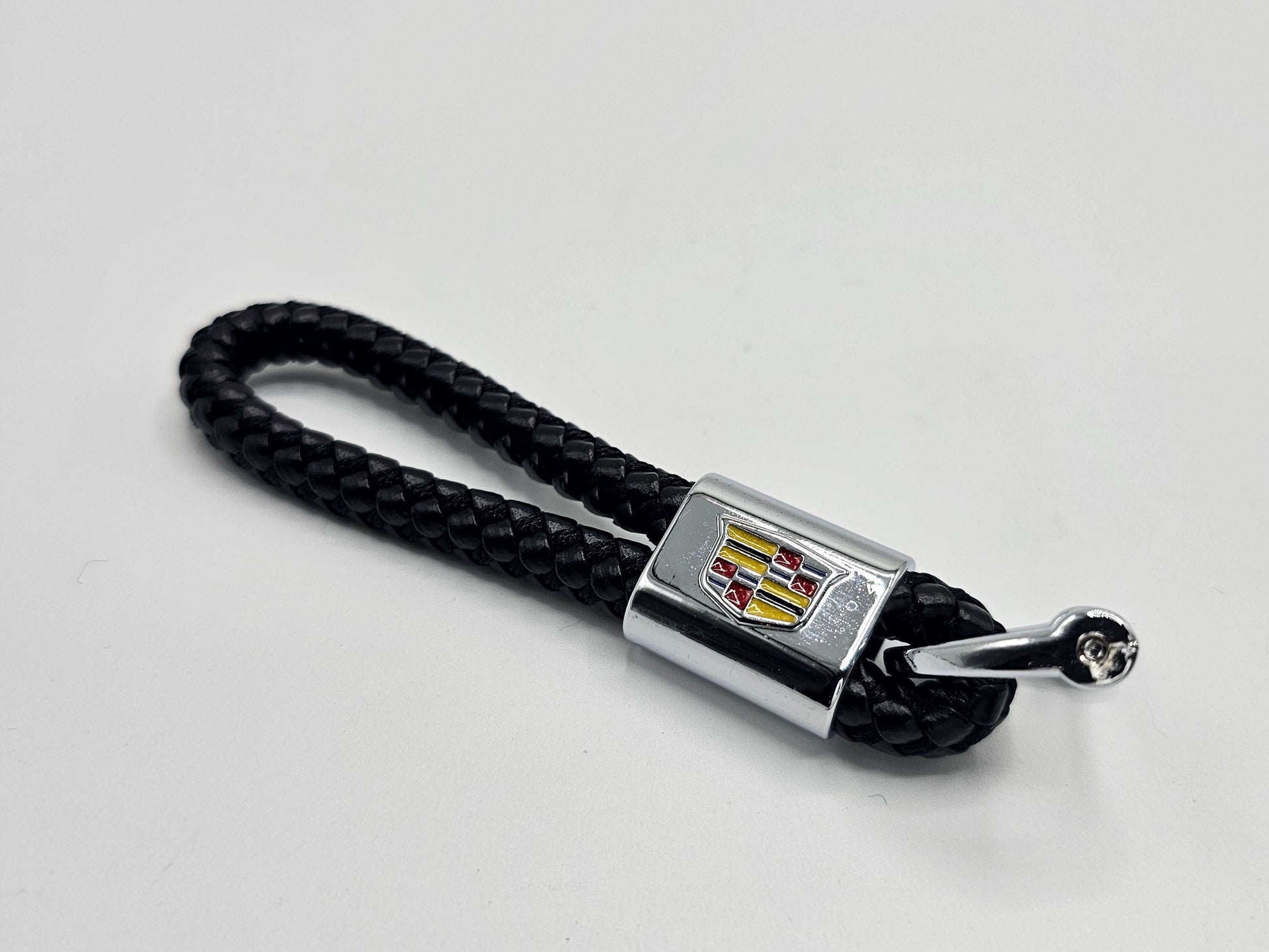 Cadillac Logo Keyring - Braided Leather