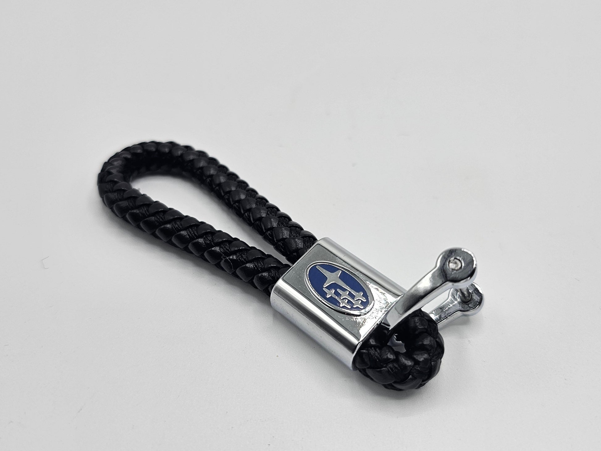 Subaru Logo Keyring - Braided Leather