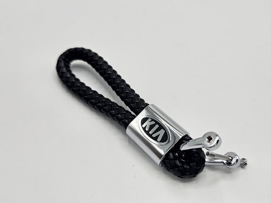 Kia Logo Keyring - Braided Leather