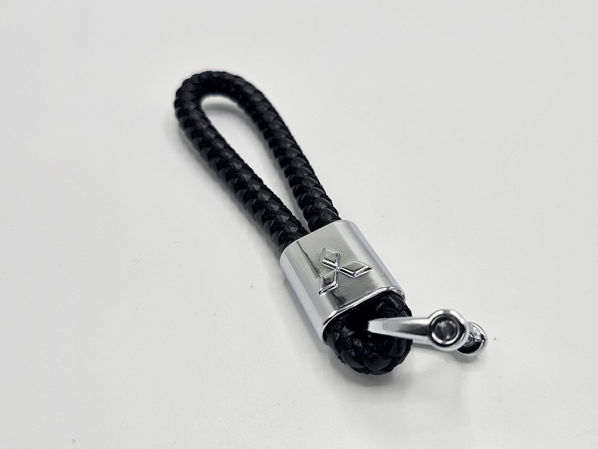 Mitsubishi Logo Keyring - Braided Leather