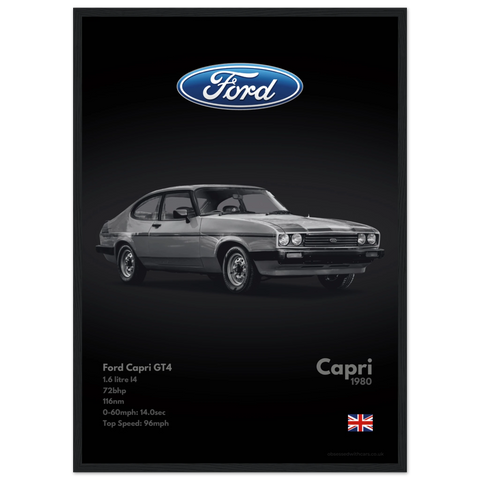 482 Ford Capri GT4 Poster - Monochrome Collection