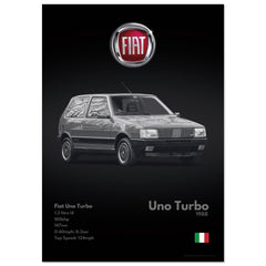 352 Fiat Uno Turbo Poster - Monochrome Collection