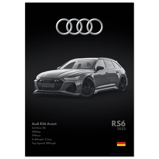 Audi RS6 Poster - Monochrome Collection