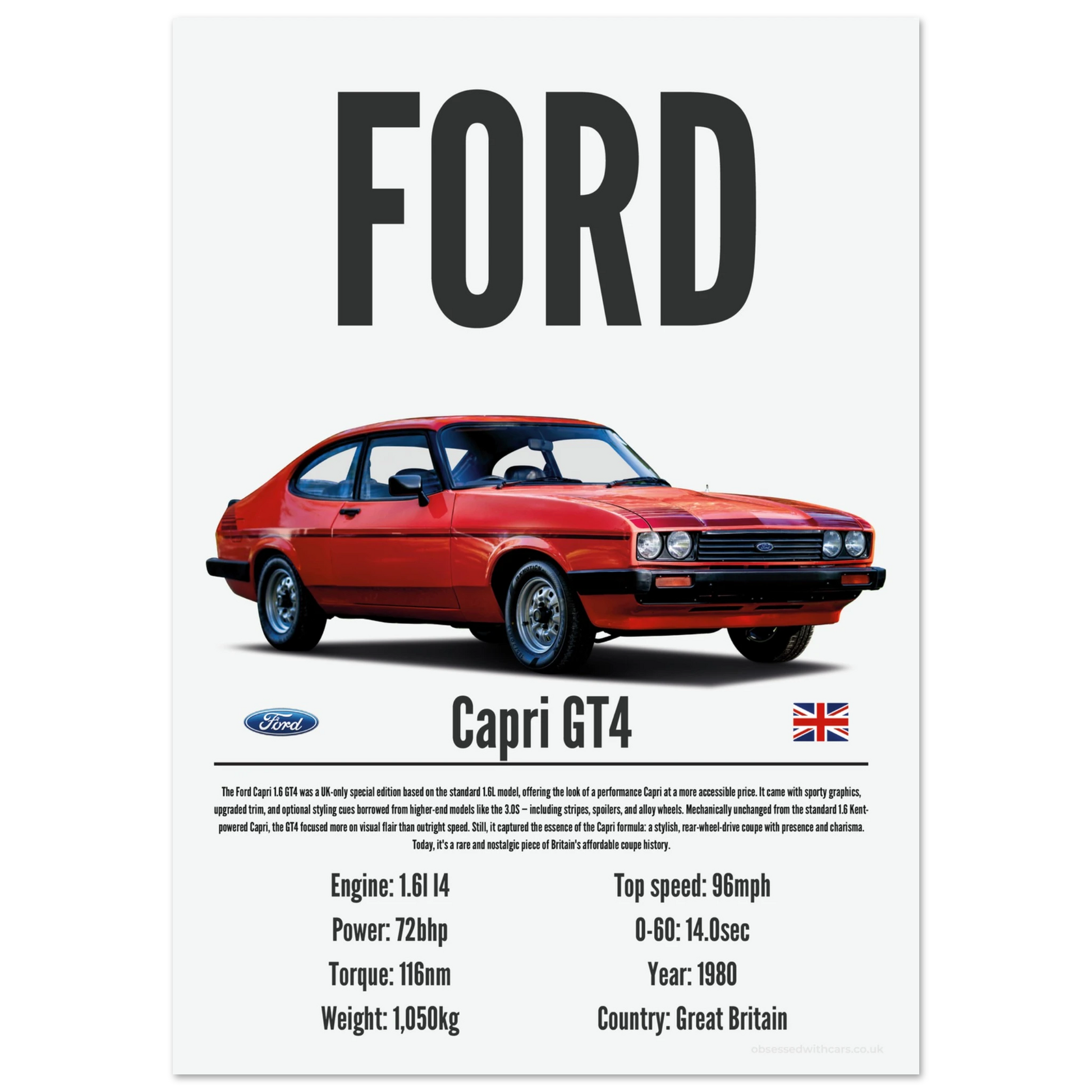Ford Capri GT4 Poster - Precision Collection