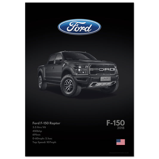 Ford F-150 Raptor Poster - Monochrome Collection
