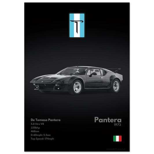 De Tomaso Pantera Poster - Monochrome Collection