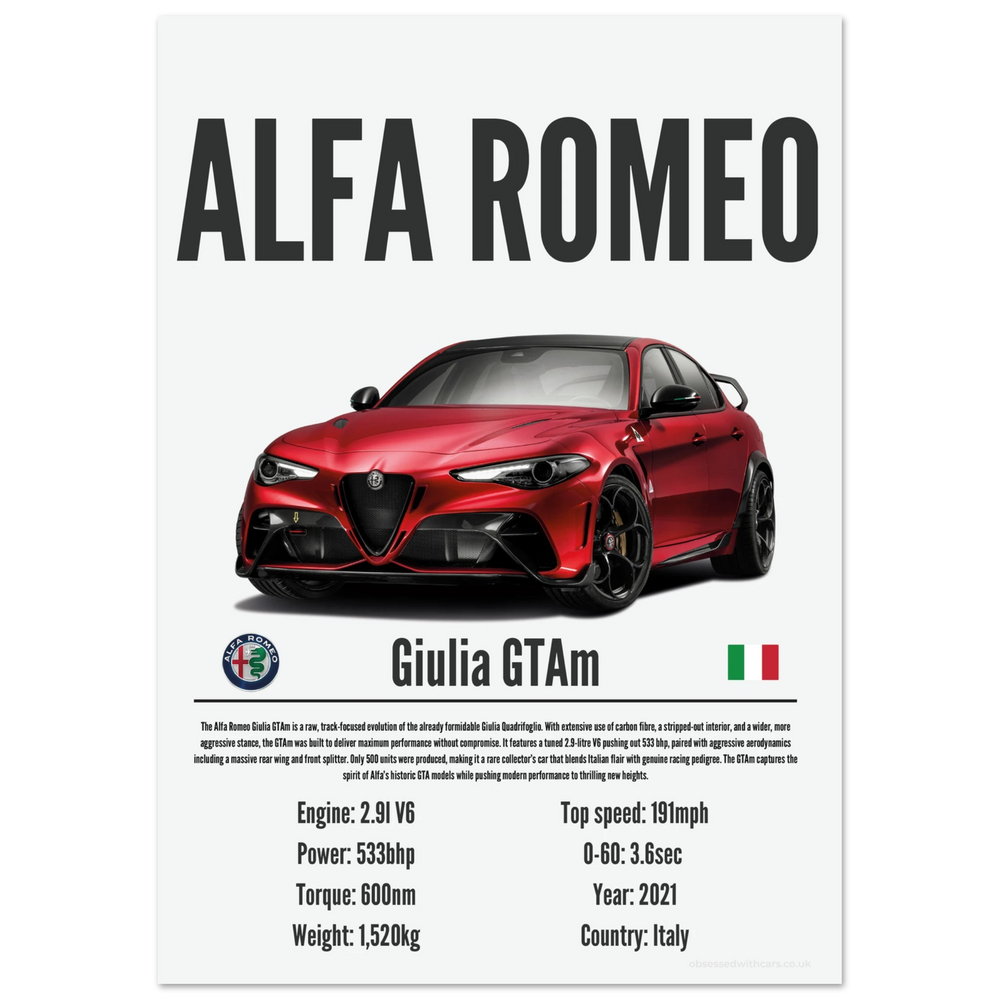 107 Alfa Romeo Giulia GTAm Poster - Precision Collection