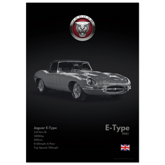 410 Jaguar E-Type Poster - Monochrome Collection