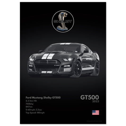 Shelby GT500 Poster - Monochrome Collection