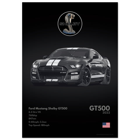 071 Shelby GT500 Poster - Monochrome Collection