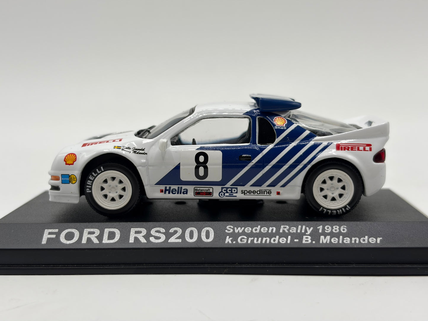 1/43 1986 Ford RS200 - Sweden Rally - Grundel / Melander | Model Rally Car