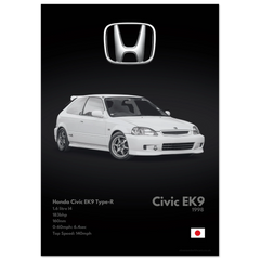 141 Honda Civic EK9 Type R Poster - Monochrome Collection