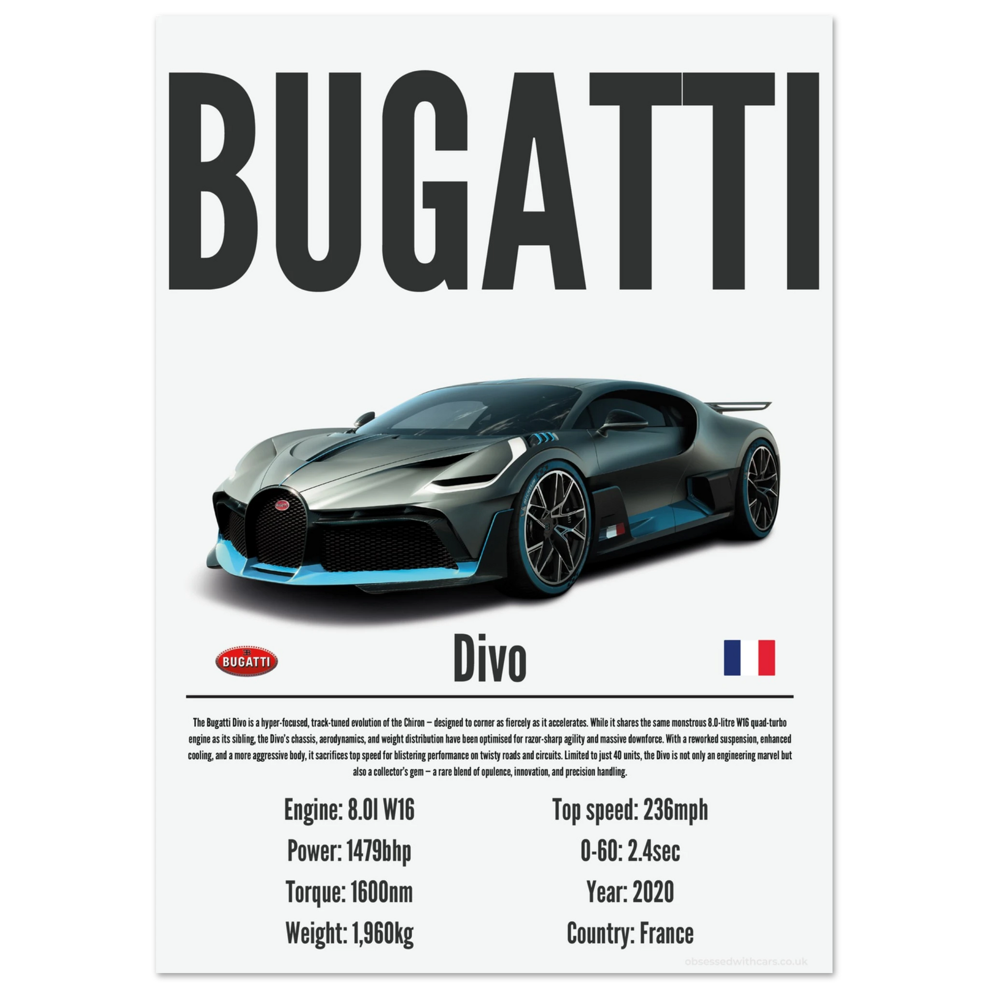 Bugatti Divo Poster - Precision Collection