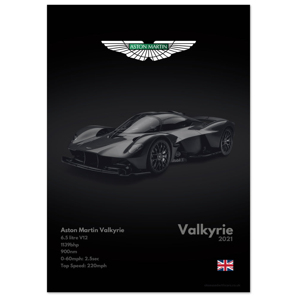 456 Aston Martin Valkyrie Poster - Monochrome Collection