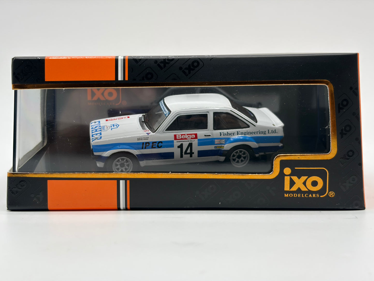 1/43 1981 Ford Escort MK2 RS1800 - Haspengouw Rally - Fisher / Frazer | Model Rally Car