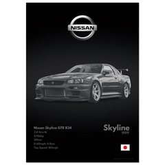 021 Nissan Skyline GTR R34 Poster - Monochrome Collection