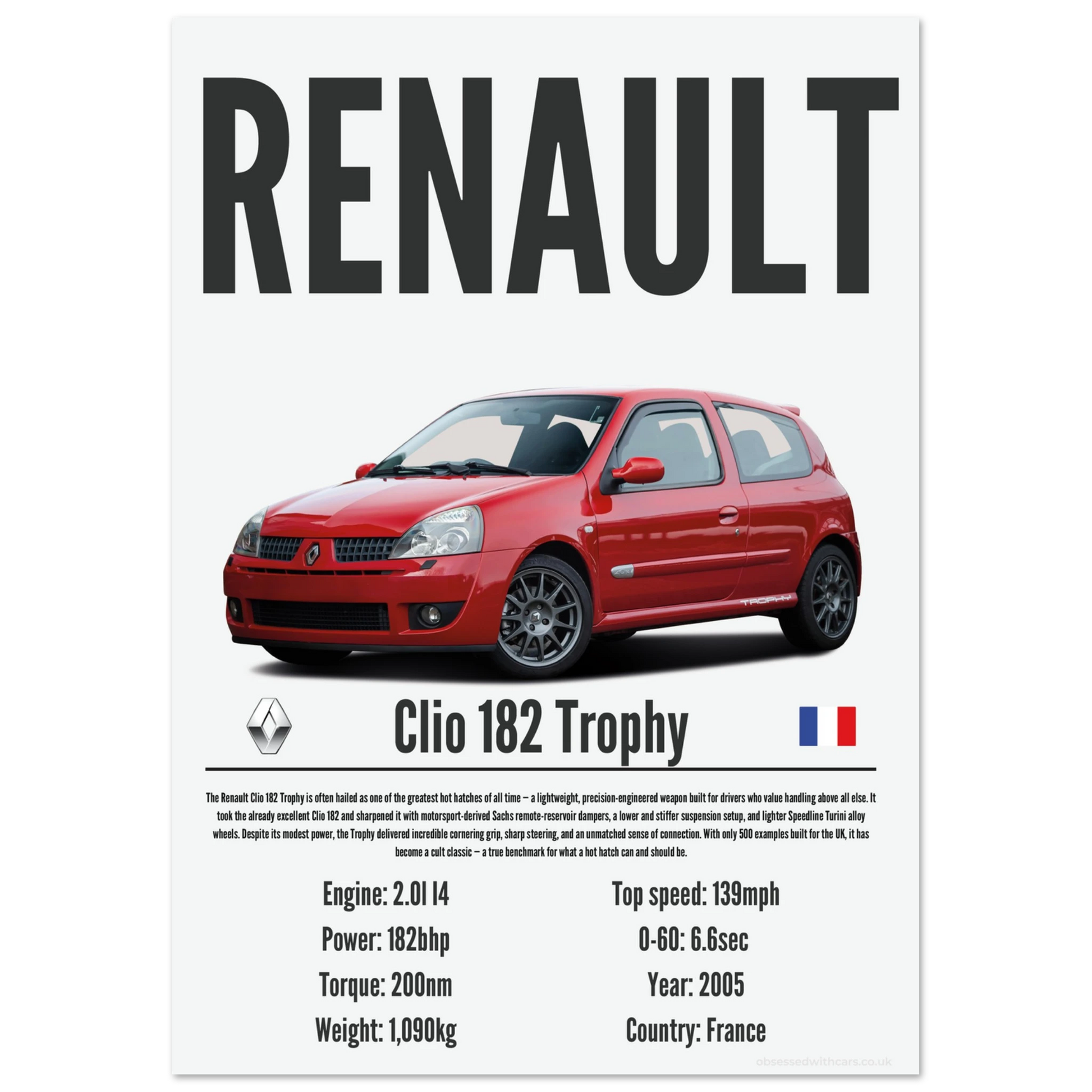 Renault Clio 182 Trophy Poster - Precision Collection