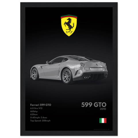 200 Ferrari 599 GTO Poster - Monochrome Collection