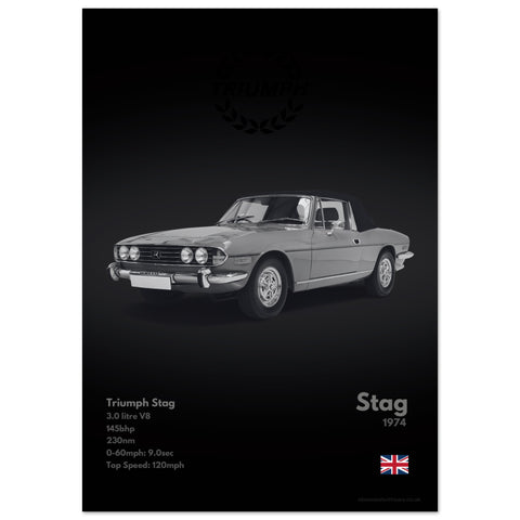 087 Triumph Stag Poster - Monochrome Collection