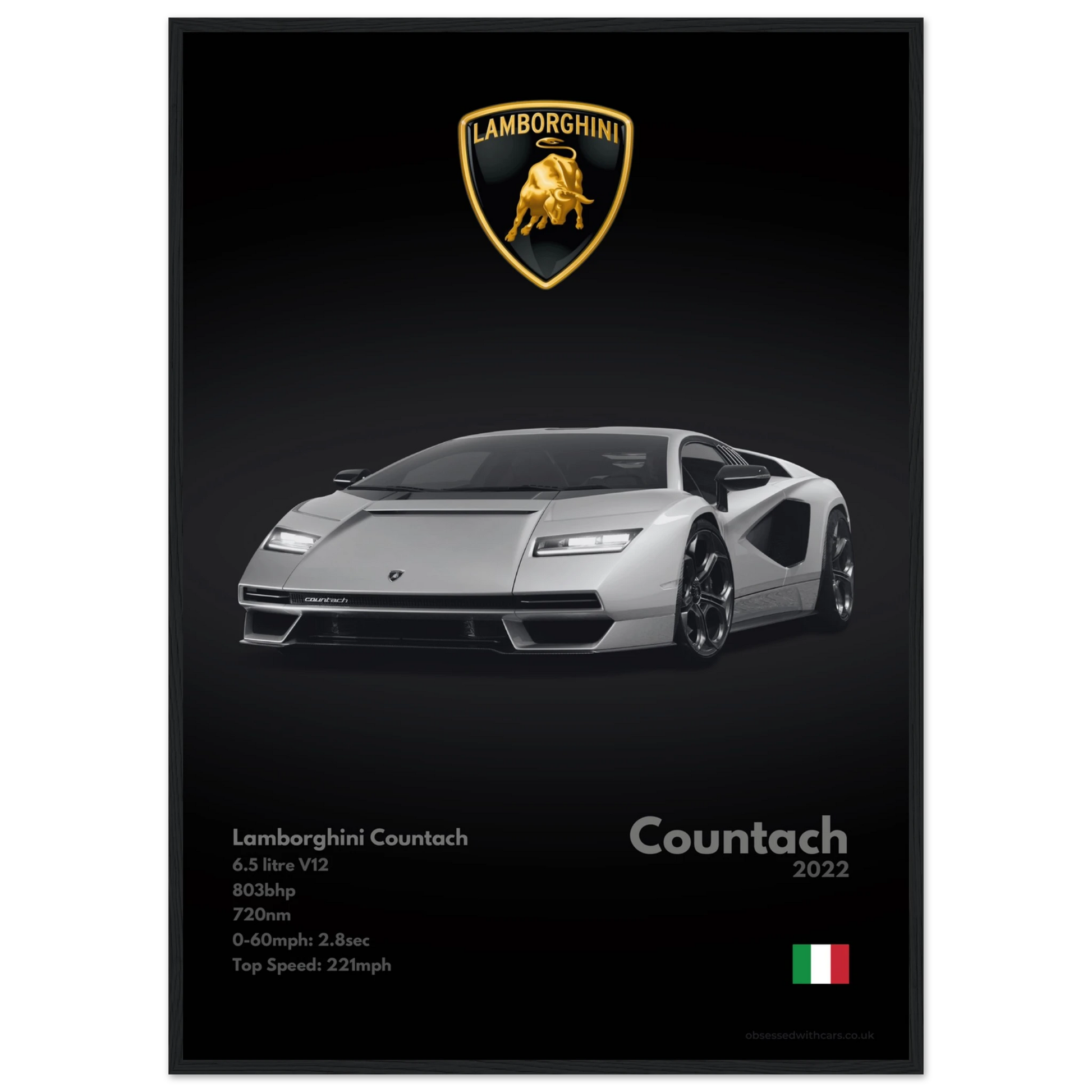 Lamborghini Countach Poster - Monochrome Collection