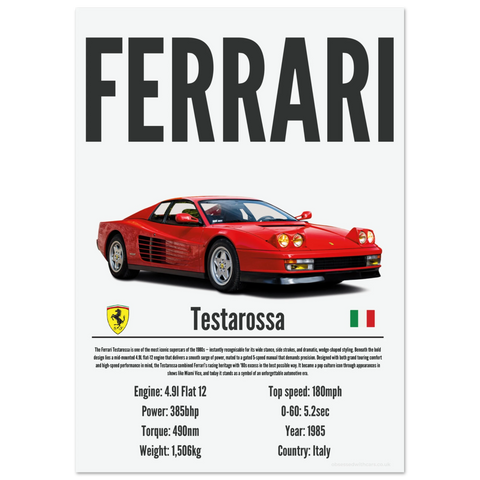 337 Ferrari Testarossa Poster - Precision Collection
