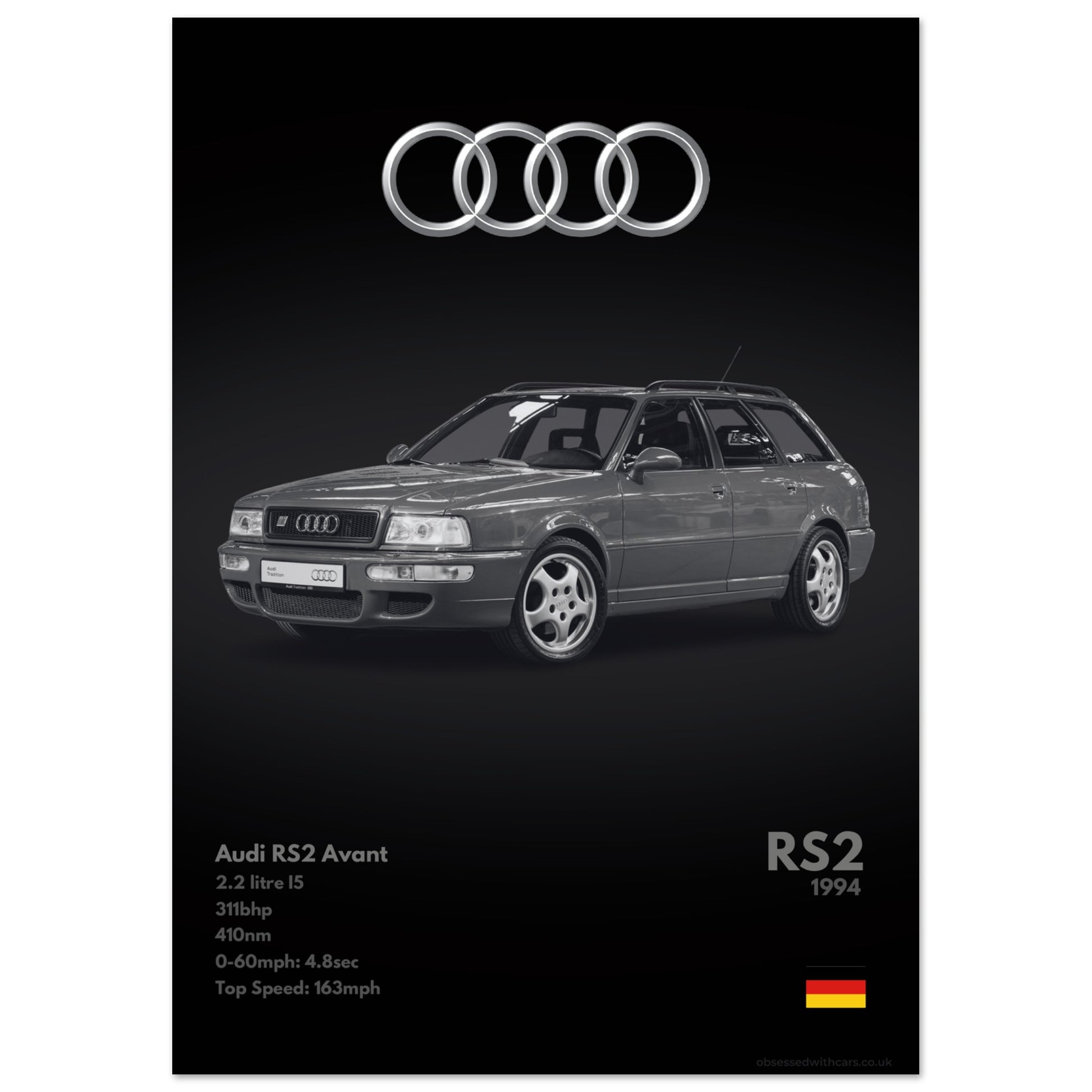 Audi RS2 Avant Poster - Monochrome Collection