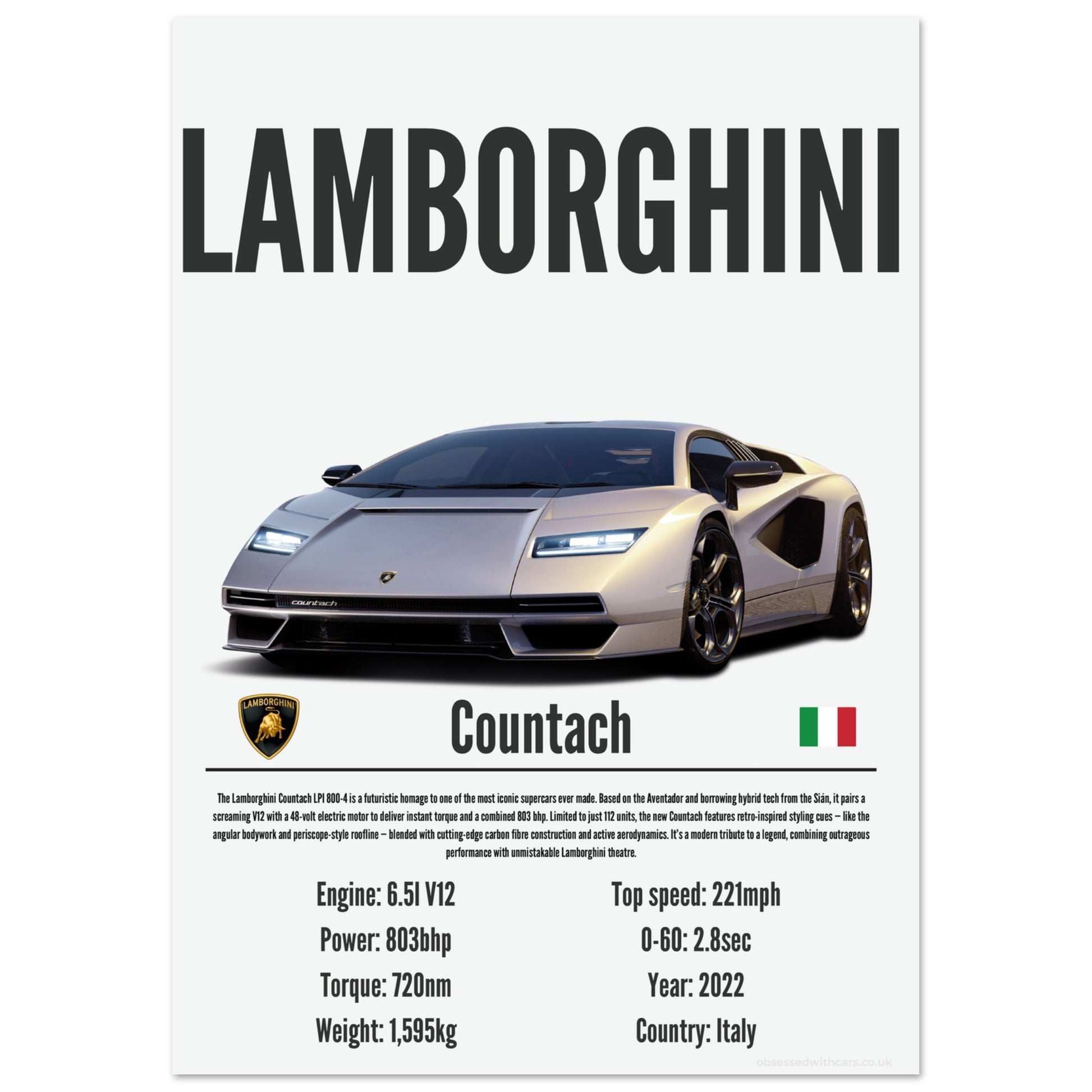 Lamborghini Countach Poster - Precision Collection