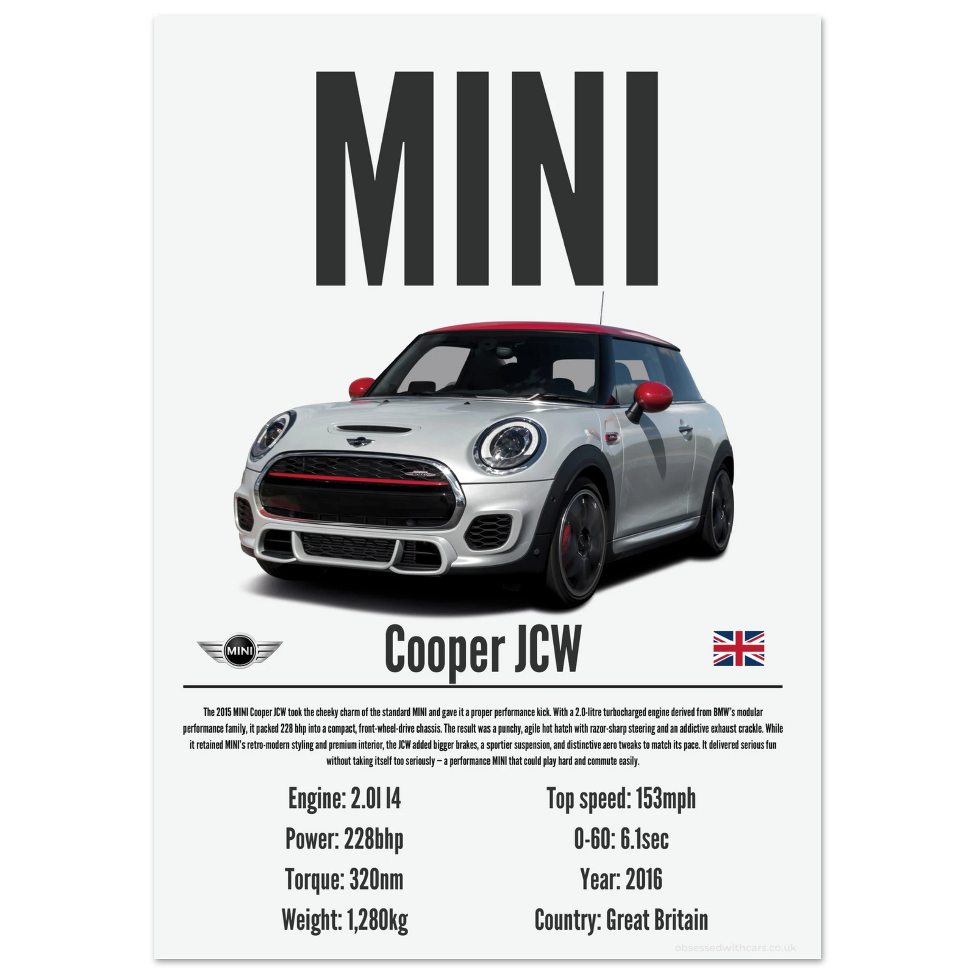 Mini Cooper JCW Poster - Precision Collection