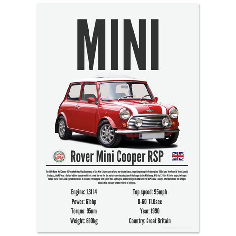 097 Rover Mini Cooper RSP Poster - Precision Collection
