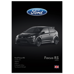 120 Ford Focus RS Poster - Monochrome Collection