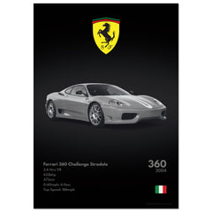 411 Ferrari 360 Challenge Stradale Poster - Monochrome Collection