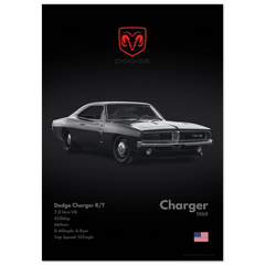 044 Dodge Charger Poster - Monochrome Collection