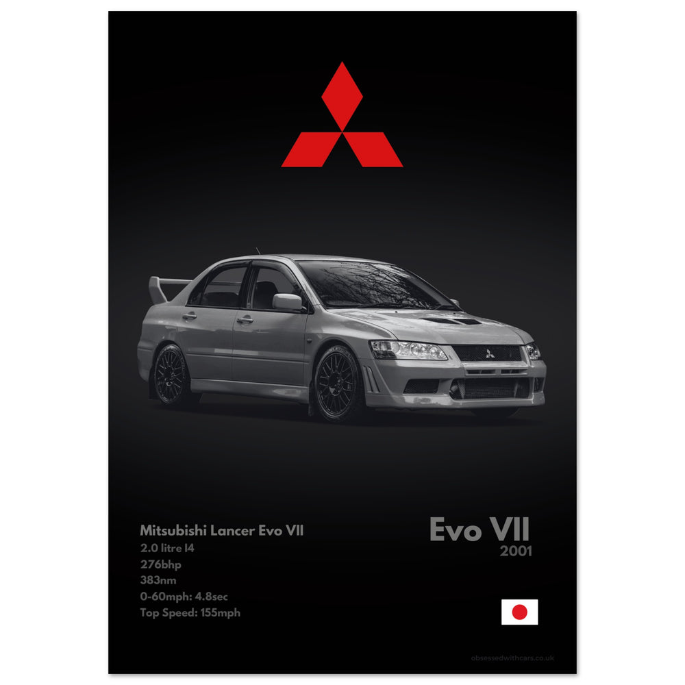 032 Mitsubishi Lancer Evo VII Poster - Monochrome Collection