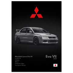 032 Mitsubishi Lancer Evo VII Poster - Monochrome Collection