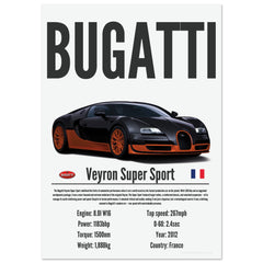 109 Bugatti Veyron Super Sport Poster - Precision Collection