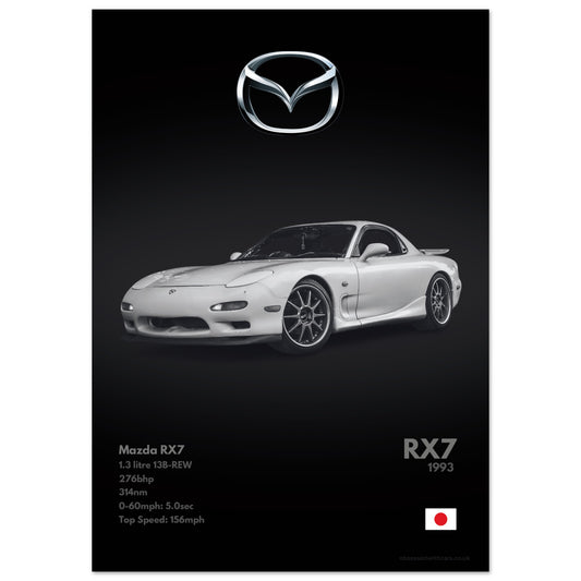 Mazda RX7 Poster - Monochrome Collection
