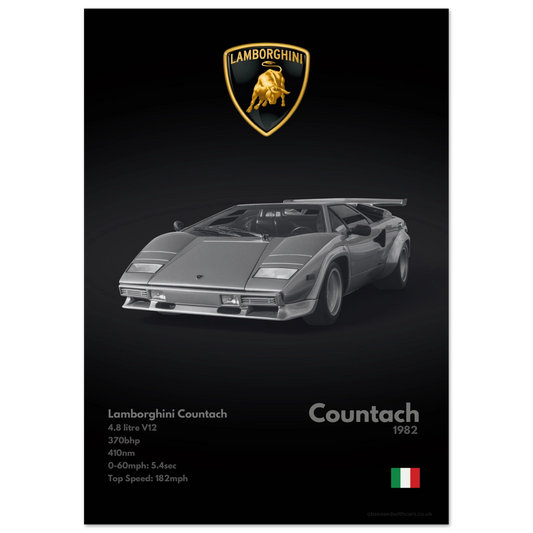 Lamborghini Countach Poster - Monochrome Collection