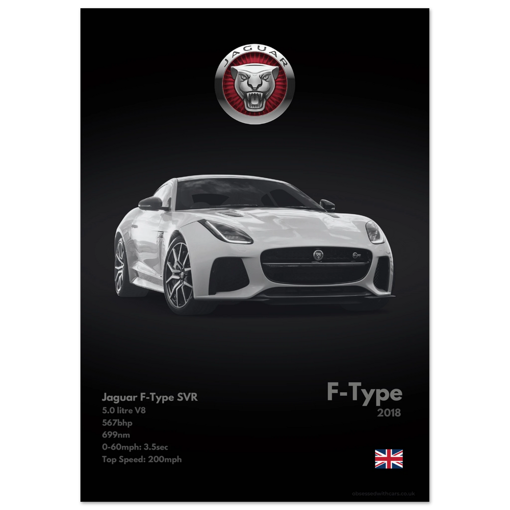 181 Jaguar F-Type SVR Poster - Monochrome Collection