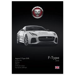 181 Jaguar F-Type SVR Poster - Monochrome Collection