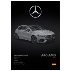 261 Mercedes A45 AMG Poster - Monochrome Collection