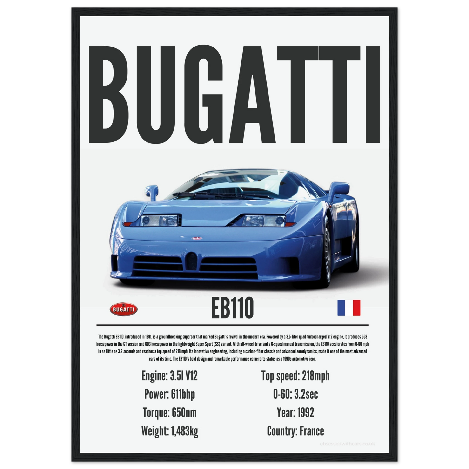 Bugatti EB110 Poster - Precision Collection