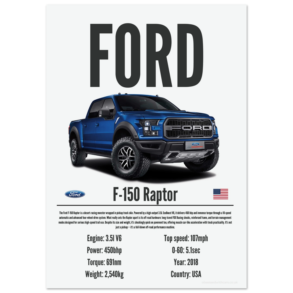 362 Ford F-150 Raptor Poster - Precision Collection