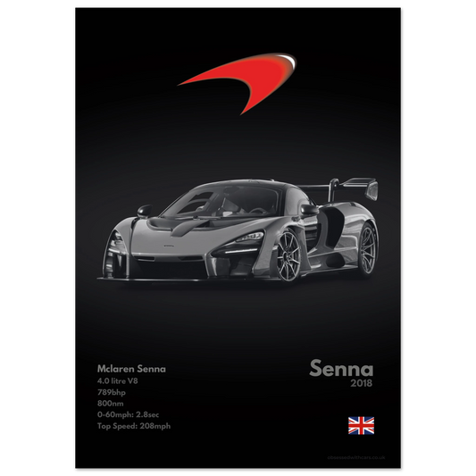 Mclaren Senna Poster - Monochrome Collection