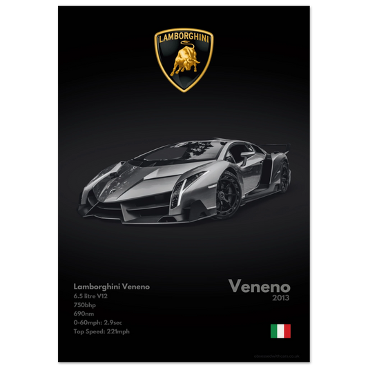 Lamborghini Veneno Poster - Monochrome Collection