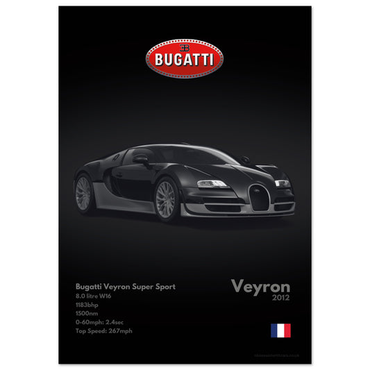 Bugatti Veyron Super Sport Poster - Monochrome Collection
