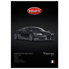 109 Bugatti Veyron Super Sport Poster - Monochrome Collection