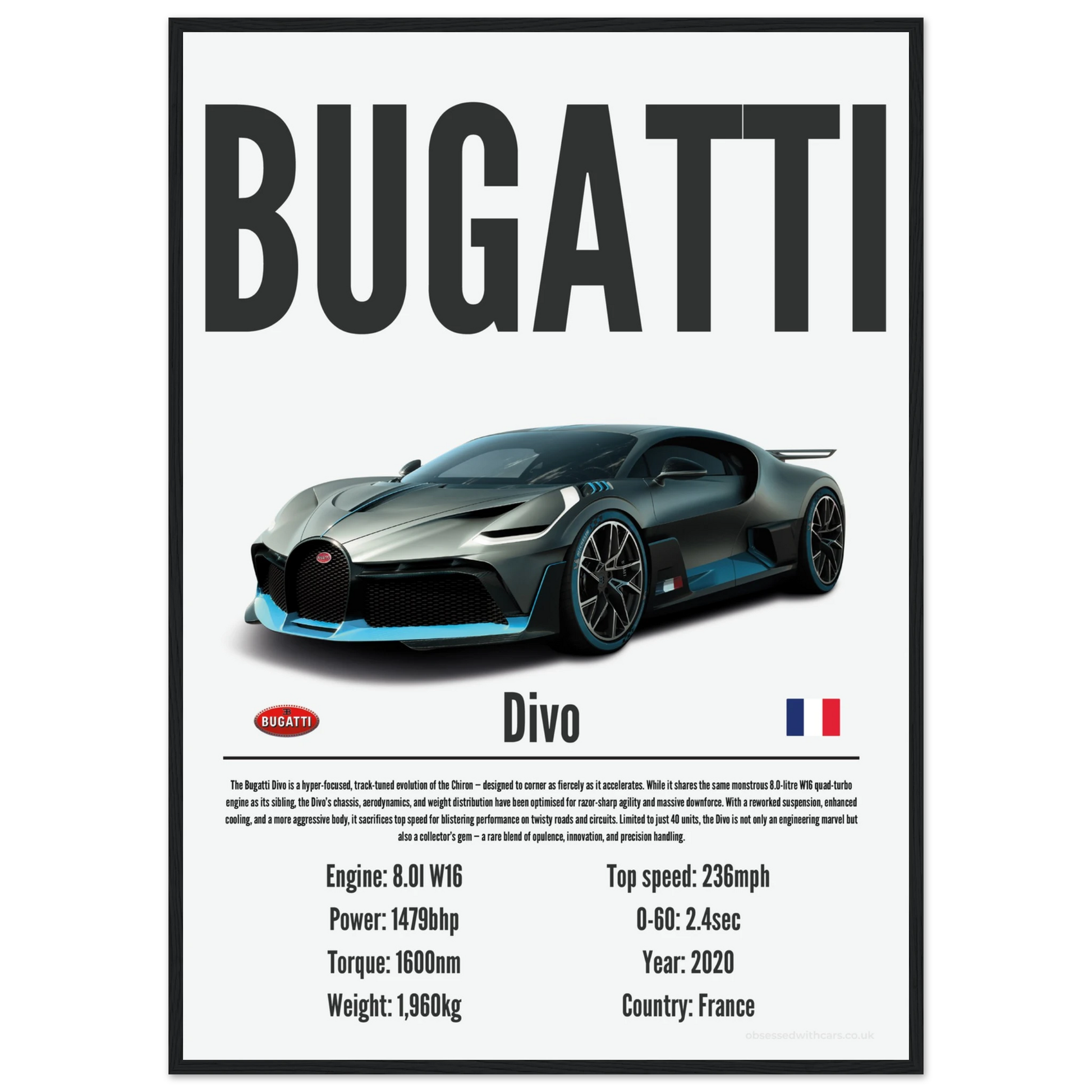 Bugatti Divo Poster - Precision Collection